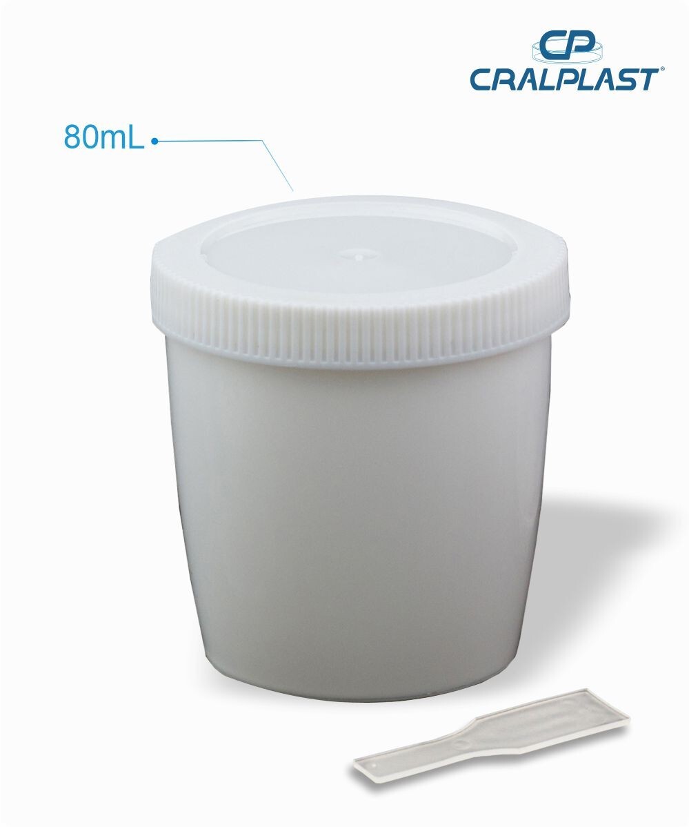 Coletor de urina 80mL com pá  opaco tampa branca